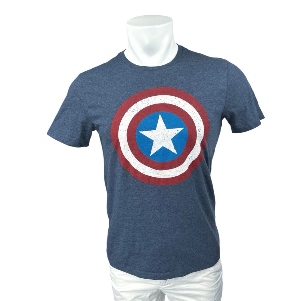 Old Navy Men's Blue Marvel Captain America Shield Short Sleeve Tee T-Shirt Top S